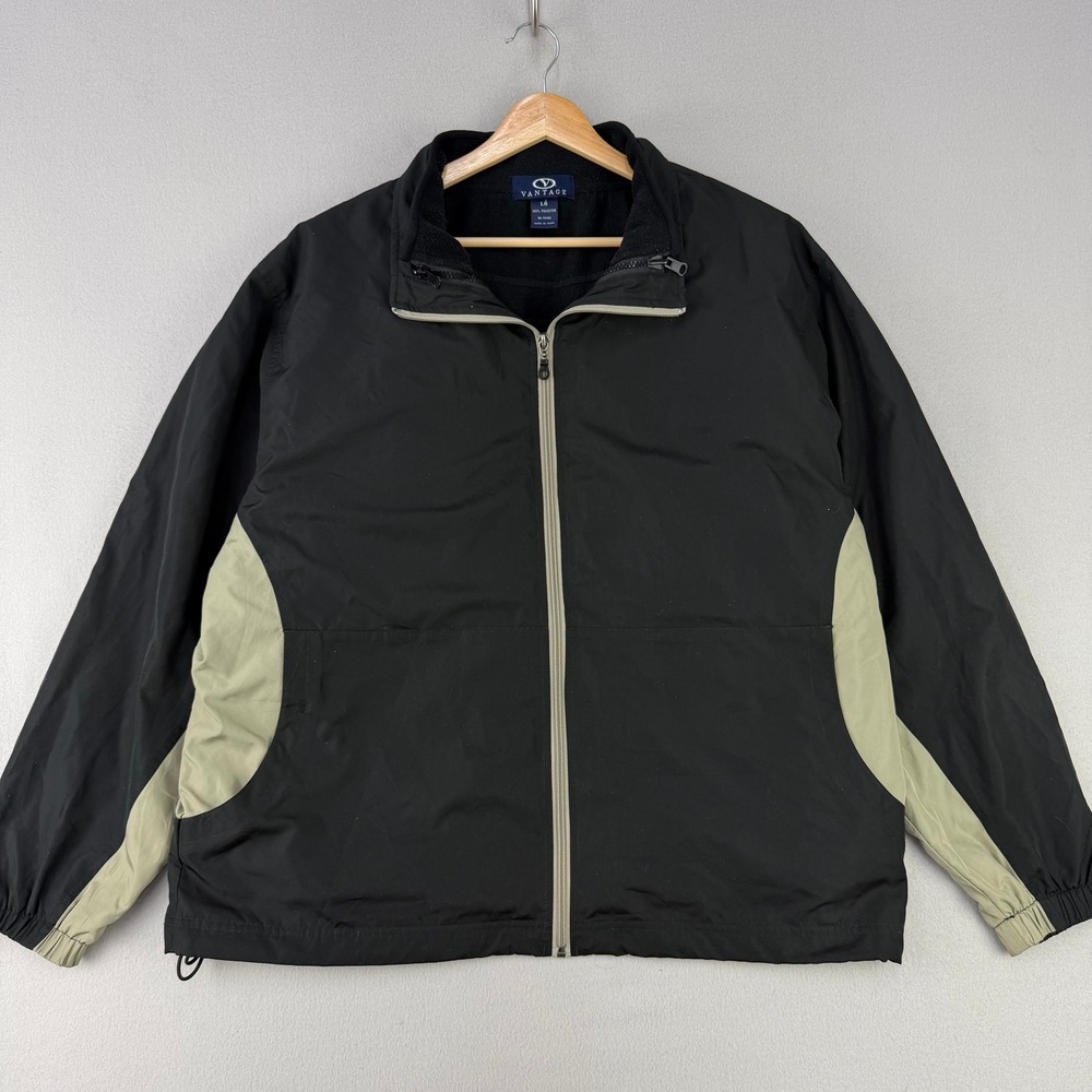 Vantage 3-in-1 Jacket Men Large Black Full-Zip Windbreaker Fleece Lined 90s VTG